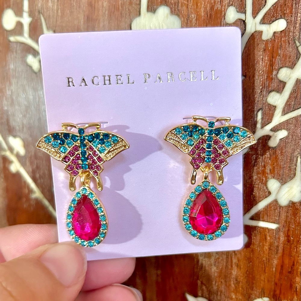 Rachel Parcell Butterfly Earrings - Pink and Blue